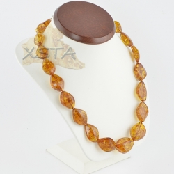 Amber necklace Cognac color